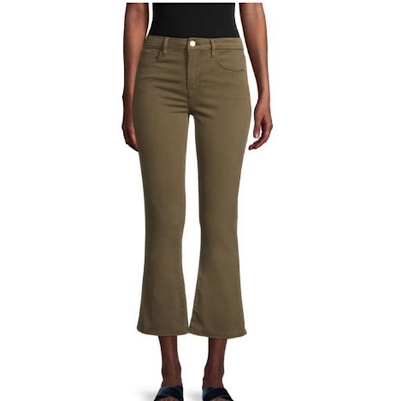 Frame Denim Denim - Frame x Aerin Le Crop Mini Boot Jeans in Army Green Size 26